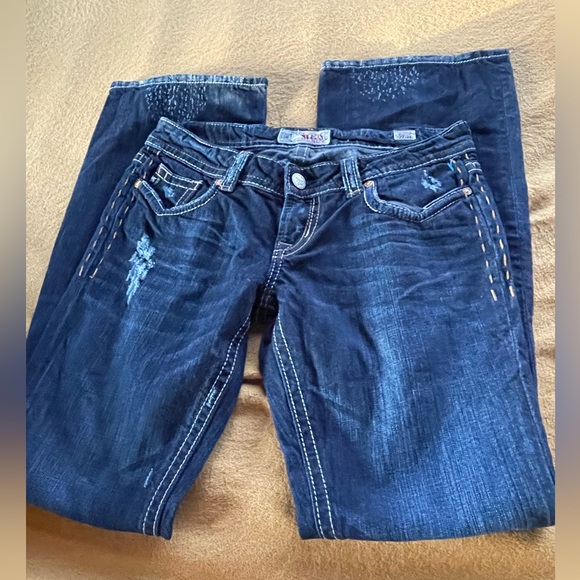 MEK denim JEANS -boot cut lightly faded/distressed size27/34 - Picture 13 of 13